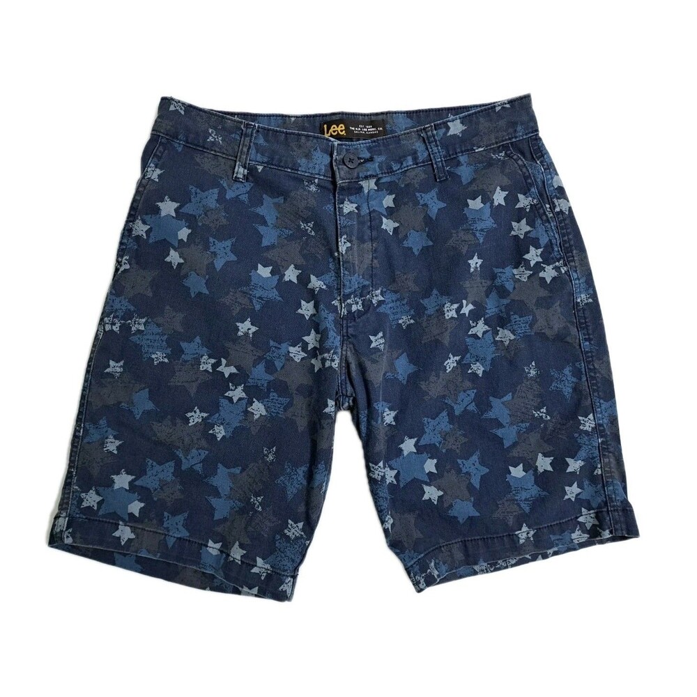 USA Patriotic Men's Size 32 Blue Stars All Over Print 4th July Shorts American